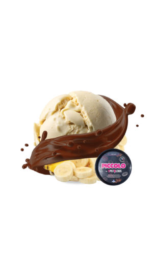 boule glace crème glacée à la banane avec ruban de pâte à tartiner noisette